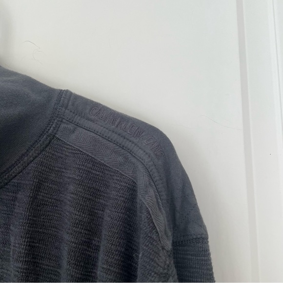 Grey Calvin Klein Jeans Knit Cotton Quarter Zip Sweater Jacket - Picture 3 of 7